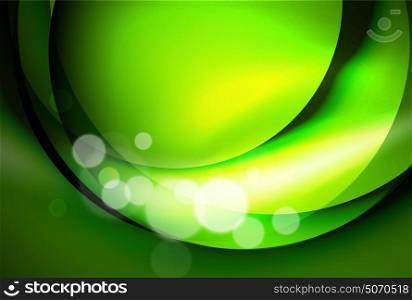 Shiny silk wave template, color satin with effects, vector abstract background. Shiny green silk wave template, color satin with effects, vector abstract background