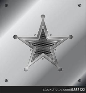 Shiny star metal background with screws on perforated texture.Vector illustration.Eps10