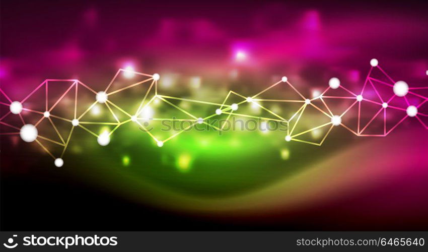 Shiny stars, neon glowing digital connected light dots. Shiny stars, neon glowing digital connected light dots. Vector technology abstract background