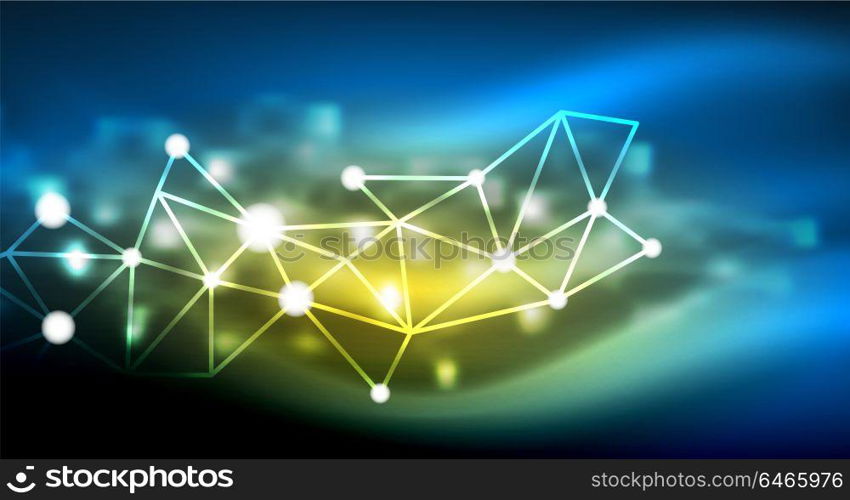 Shiny stars, neon glowing digital connected light dots. Shiny stars, neon glowing digital connected light dots. Vector technology abstract background