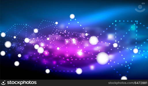 Shiny stars, neon glowing digital connected light dots. Shiny stars, neon glowing digital connected light dots. Vector technology abstract background