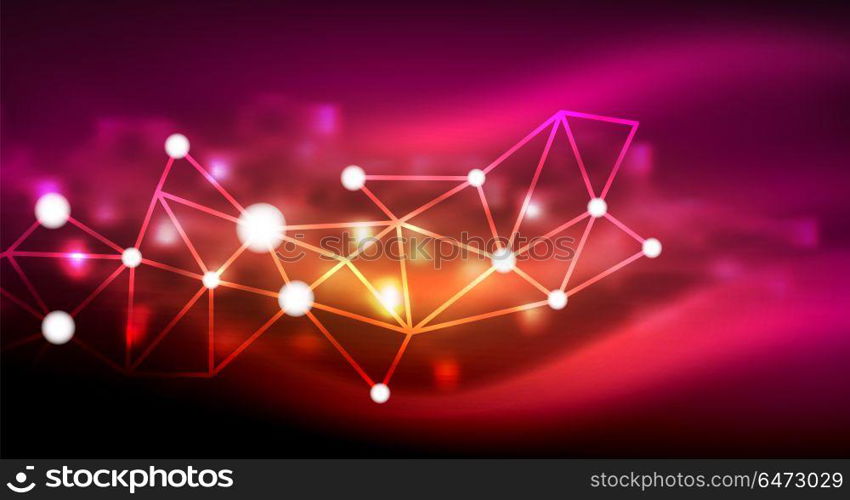 Shiny stars, neon glowing digital connected light dots. Shiny stars, neon glowing digital connected light dots. Vector technology abstract background