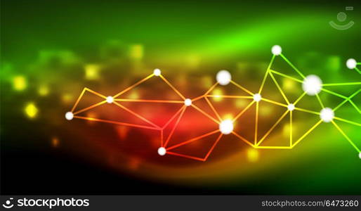 Shiny stars, neon glowing digital connected light dots. Shiny stars, neon glowing digital connected light dots. Vector technology abstract background