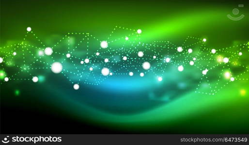 Shiny stars, neon glowing digital connected light dots. Shiny stars, neon glowing digital connected light dots. Vector technology abstract background