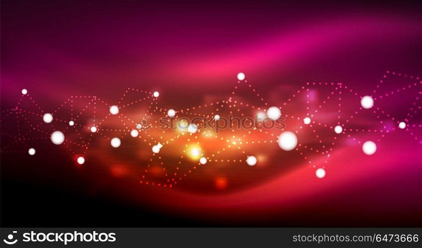 Shiny stars, neon glowing digital connected light dots. Shiny stars, neon glowing digital connected light dots. Vector technology abstract background