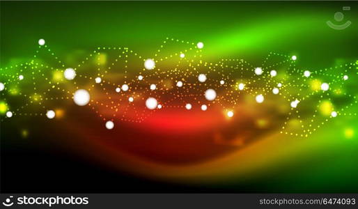 Shiny stars, neon glowing digital connected light dots. Shiny stars, neon glowing digital connected light dots. Vector technology abstract background