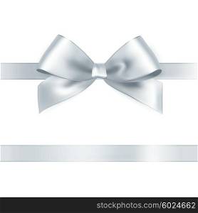 Shiny white satin ribbon. Shiny white satin ribbon on white background. Vector