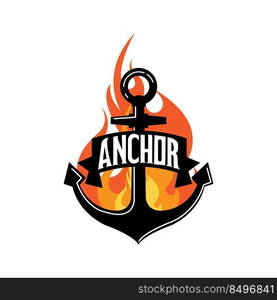 ship anchor logo icon vector, port, retro design illustration