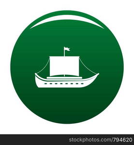 Ship ancient icon. Simple illustration of ship ancient vector icon for any design green. Ship ancient icon vector green