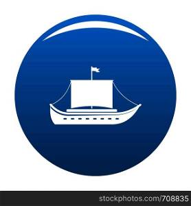 Ship ancient icon vector blue circle isolated on white background . Ship ancient icon blue vector