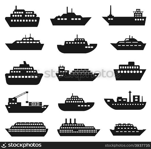 Ship and boat icon set. Vector illustration