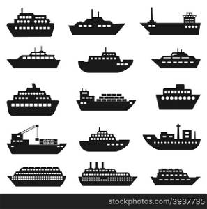 Ship and boat icon set. Vector illustration