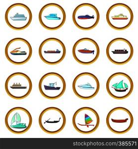 Ship and boat vector set in cartoon style isolated on white background. Ship and boat vector set, cartoon style