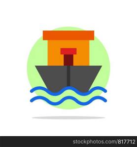 Ship, Beach, Boat, Summer Abstract Circle Background Flat color Icon