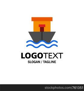 Ship, Beach, Boat, Summer Business Logo Template. Flat Color