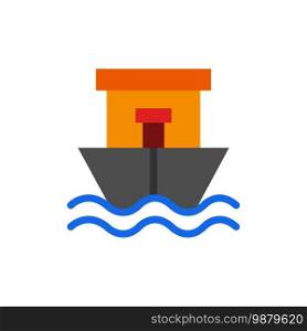 Ship, Beach, Boat, Summer  Flat Color Icon. Vector icon banner Template