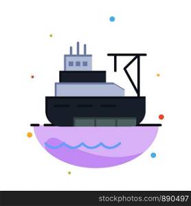 Ship, Boat, Cargo, Construction Abstract Flat Color Icon Template