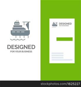 Ship, Boat, Cargo, Construction Grey Logo Design and Business Card Template