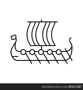 ship boat viking line icon vector. ship boat viking sign. isolated contour symbol black illustration. ship boat viking line icon vector illustration