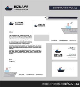 Ship Business Letterhead, Envelope and visiting Card Design vector template