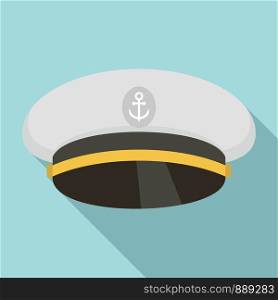 Ship captain cap icon. Flat illustration of ship captain cap vector icon for web design. Ship captain cap icon, flat style