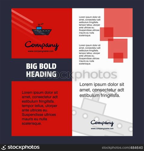 Ship Company Brochure Title Page Design. Company profile, annual report, presentations, leaflet Vector Background