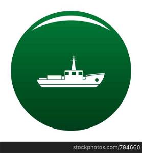 Ship fishing icon. Simple illustration of ship fishing vector icon for any design green. Ship fishing icon vector green