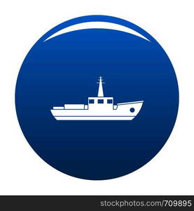 Ship fishing icon vector blue circle isolated on white background . Ship fishing icon blue vector