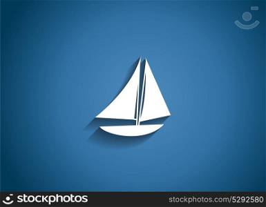 Ship Glossy Icon Vector Illustration on Blue Background. EPS10. Ship Glossy Icon Vector Illustration