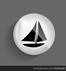 Ship Glossy Icon Vector Illustration on Gray Background. EPS10.. Ship Glossy Icon Vector Illustration
