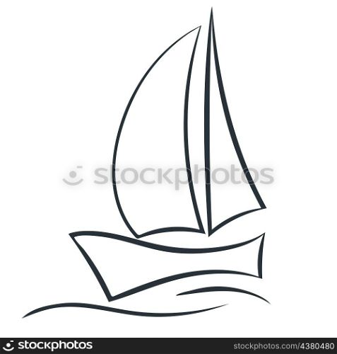 Ship hand drawn vector illustration isolated. Skatch boats. Simple silhouette of the sea swimming ship. Ship hand drawn vector illustration isolated
