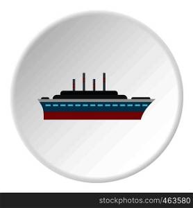Ship icon in flat circle isolated vector illustration for web. Ship icon circle