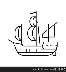 ship medieval line icon vector. ship medieval sign. isolated contour symbol black illustration. ship medieval line icon vector illustration