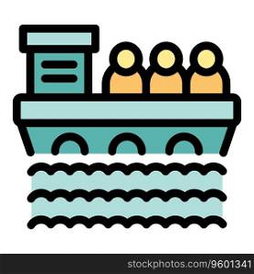 Ship migration icon outline vector. Migrant people. Seeker help color flat. Ship migration icon vector flat