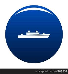 Ship military icon vector blue circle isolated on white background . Ship military icon blue vector