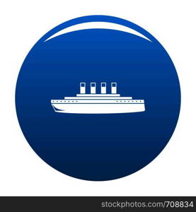 Ship retro icon vector blue circle isolated on white background . Ship retro icon blue vector