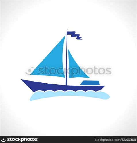 Ship sailing yacht silhouette isolated on white background vector illustration