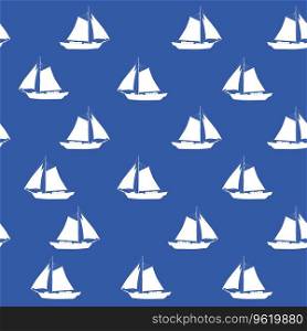 Ship seamless pattern, vector illustration. Sailboat silhouette flat style, for for fabric, textile, wallpaper, wrapping. Ship seamless pattern, vector illustration