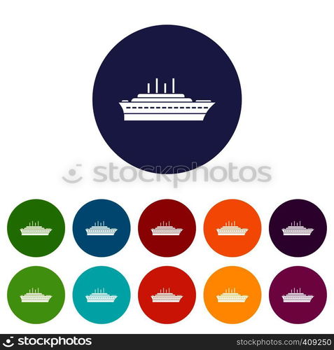 Ship set icons in different colors isolated on white background. Ship set icons