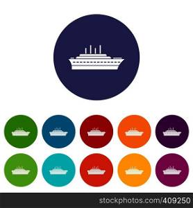 Ship set icons in different colors isolated on white background. Ship set icons