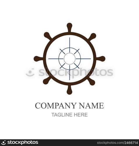 ship steering logo vector icon illustration template design