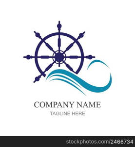 ship steering logo vector icon illustration template design