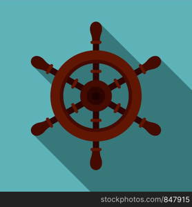 Ship steering wheel icon. Flat illustration of ship steering wheel vector icon for web design. Ship steering wheel icon, flat style