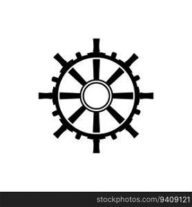 Ship Steering Wheel Logo, Vector Maritime Nautical, Retro Vintage Template Design For Brand, Shop, Company