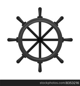 Ship steering wheel semi flat color vector object. Nautical decoration. Sailing ship helm. Full sized item on white. Simple cartoon style illustration for web graphic design and animation. Ship steering wheel semi flat color vector object