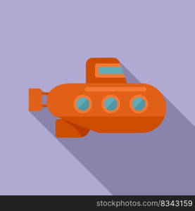 Ship submarine icon flat vector. Sea periscope. Underwater boat. Ship submarine icon flat vector. Sea periscope