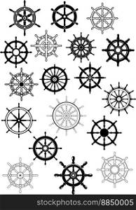 Ship wheel in retro style icon set vector image