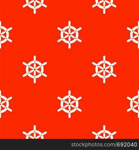 Ship wheel pattern repeat seamless in orange color for any design. Vector geometric illustration. Ship wheel pattern seamless