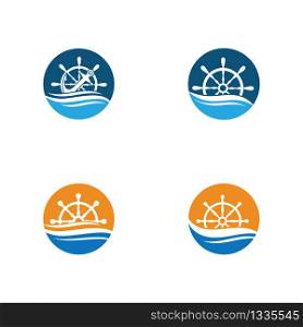 Ship wheel steering symbol vector icon illustration