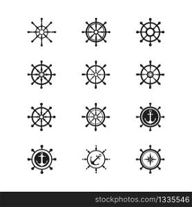 Ship wheel steering symbol vector icon illustration